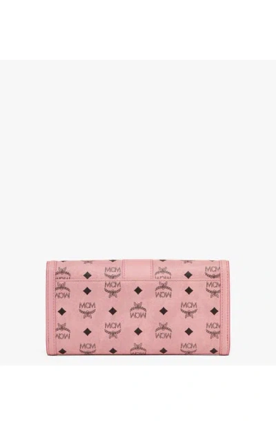 Mcm Tracy Large Monogram Wallet On Chain In Pink