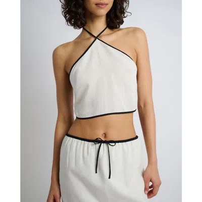 Onia Air Linen Cropped Linen-blend Halter Top In Multi