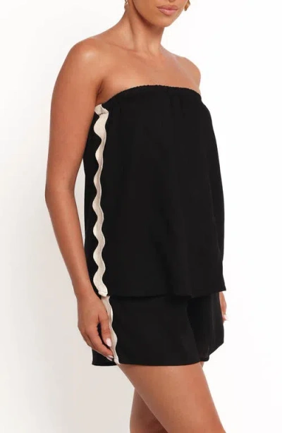 Petal And Pup Petal & Pup Kristia Strapless Rickrack Trim Romper In Black