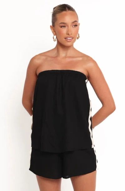 Petal And Pup Petal & Pup Kristia Strapless Rickrack Trim Romper In Black