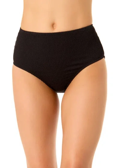 Anne Cole Live In Color Textured High Waist Swim Bottom In Black