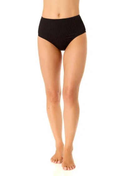 Anne Cole Live In Color Textured High Waist Swim Bottom In Black