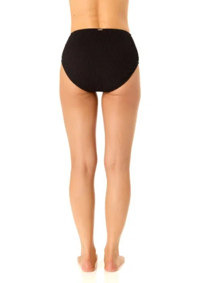 Anne Cole Live In Color Textured High Waist Swim Bottom In Black