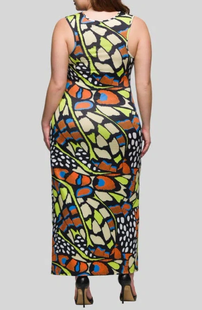 24seven Comfort Apparel Print Plus Size Razorback Tank Casual Maxi Dress In Multi