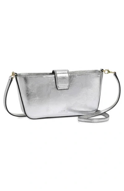Alexis Bittar The Crumple Convertible Metallic Leather Crossbody Bag In Silver
