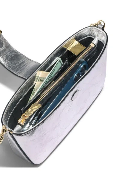 Alexis Bittar The Crumple Convertible Metallic Leather Crossbody Bag In Silver