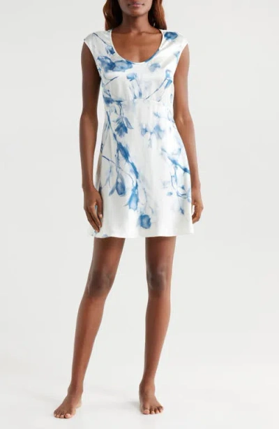 Lunya X Grace Dines Washable Silk Cap Sleeve Mini Dress In Whispered Bloom Large