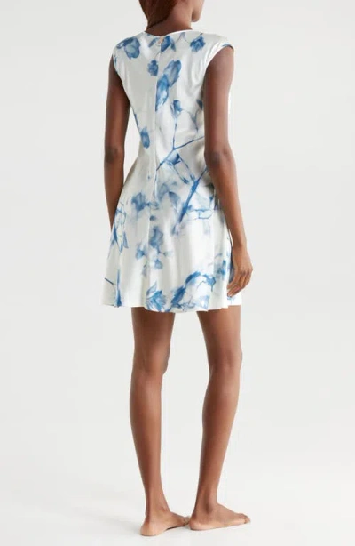 Lunya X Grace Dines Washable Silk Cap Sleeve Mini Dress In Whispered Bloom Large