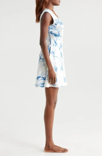 Lunya X Grace Dines Washable Silk Cap Sleeve Mini Dress In Whispered Bloom Large