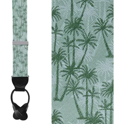 Trafalgar Nohea Palm Tree Linen Blend Novelty Button End Suspenders In Green