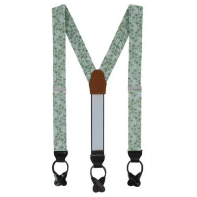 Trafalgar Nohea Palm Tree Linen Blend Novelty Button End Suspenders In Green