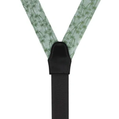 Trafalgar Nohea Palm Tree Linen Blend Novelty Button End Suspenders In Green
