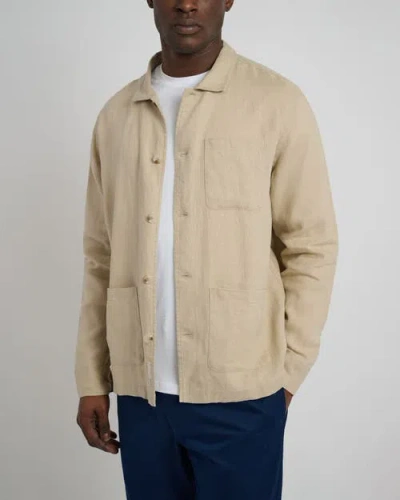 Onia Linen Overshirt In Tan