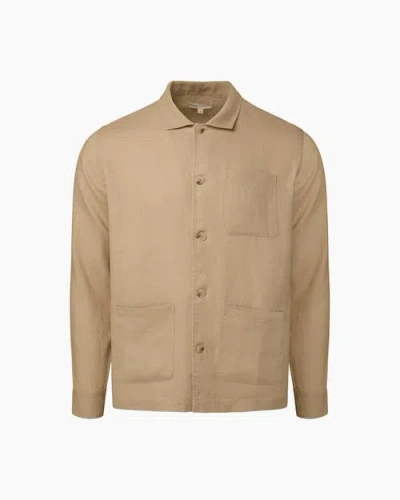 Onia Linen Overshirt In Tan