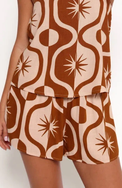 Petal And Pup Petal & Pup Henri Print Pull-on Shorts In Brown