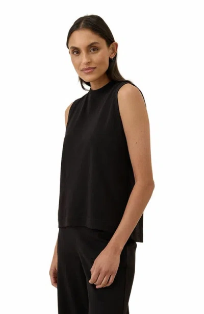 Pact Organic Cotton Airplane Mock Neck Shell In Black