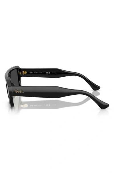Ray Ban Ray-ban 56mm Polarized Rectangular Sunglasses In Black