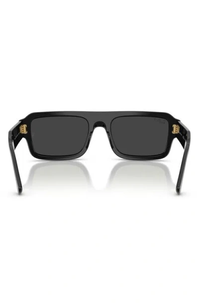 Ray Ban Ray-ban 56mm Polarized Rectangular Sunglasses In Black
