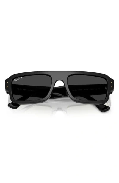 Ray Ban Ray-ban 56mm Polarized Rectangular Sunglasses In Black