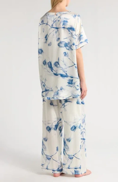 Lunya X Grace Dines Washable Silk Tee Shirt Pj Set Whispered Bloom Large