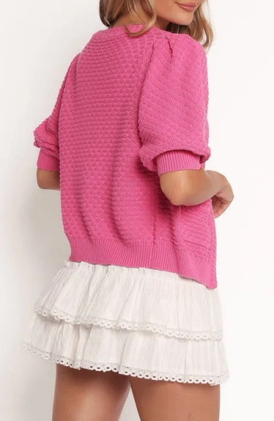Petal And Pup Petal & Pup Greer Puffed Elbow Sleeve Cotton Cardigan In Pink