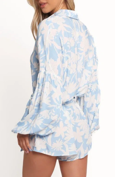 Petal And Pup Petal & Pup Pali Floral Long Sleeve Romper In Blue