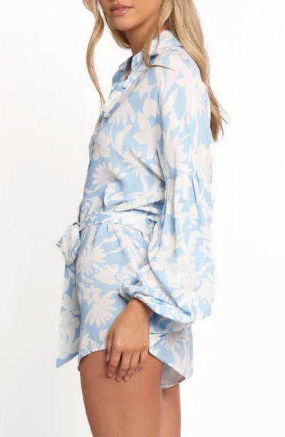 Petal And Pup Petal & Pup Pali Floral Long Sleeve Romper In Blue