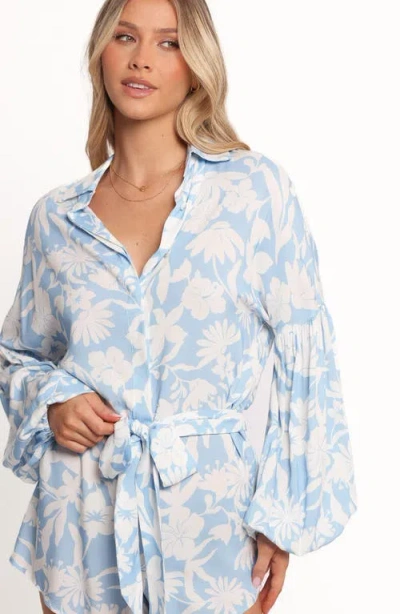 Petal And Pup Petal & Pup Pali Floral Long Sleeve Romper In Blue