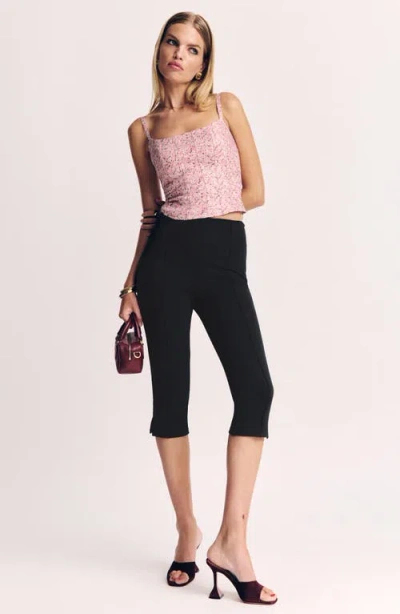 Reformation Womens Rosin Hattie Floral-print Linen Crop Top In Brown