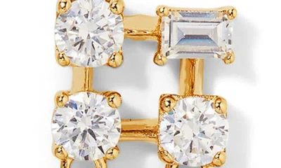 Nadri Cubic Zirconia Double Row Linear Drop Earrings In 18k Gold Plated In Gold