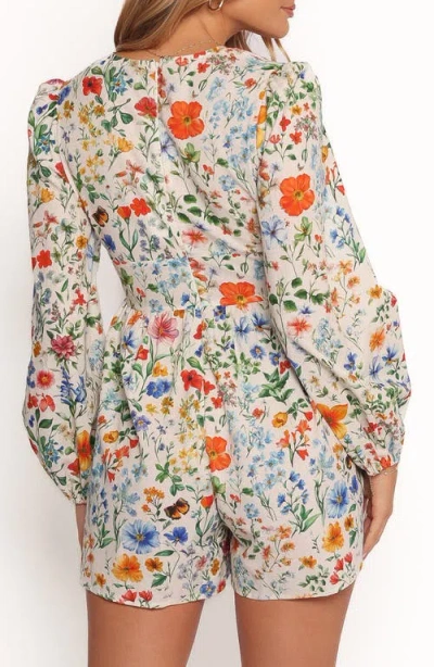 Petal And Pup Petal & Pup Irisa Long Sleeve Cotton & Linen Romper In Multi