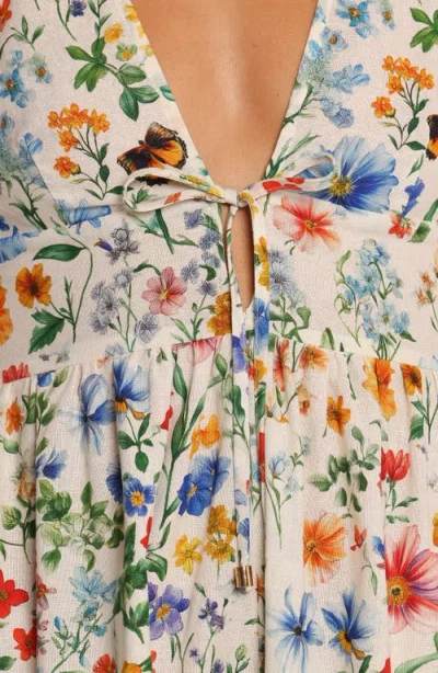 Petal And Pup Petal & Pup Irisa Long Sleeve Cotton & Linen Romper In Multi