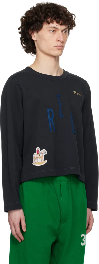 Bode Navy Rec Pullover Sweatshirt In Navy