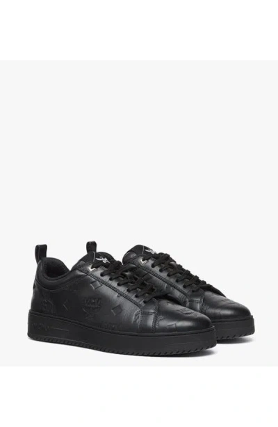 Mcm Neo Terrain Lo Sneakers In Monogram Leather In Black