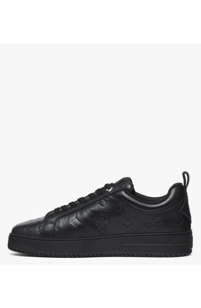Mcm Neo Terrain Lo Sneakers In Monogram Leather In Black