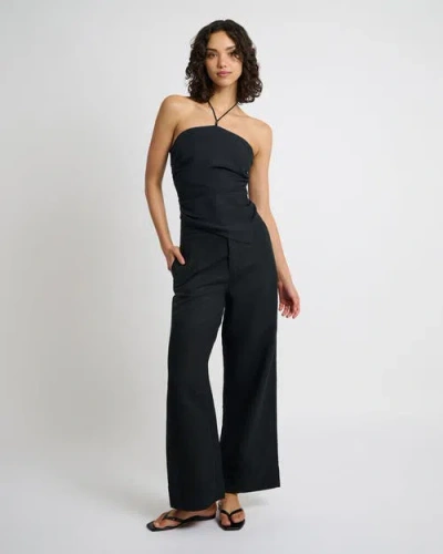Onia Air Linen Asymmetrical Halter Top In Black
