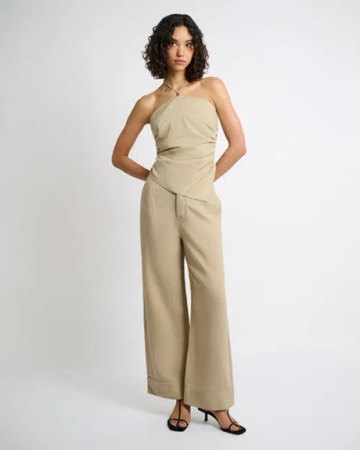 Onia Air Linen Asymmetrical Halter Top In Jute