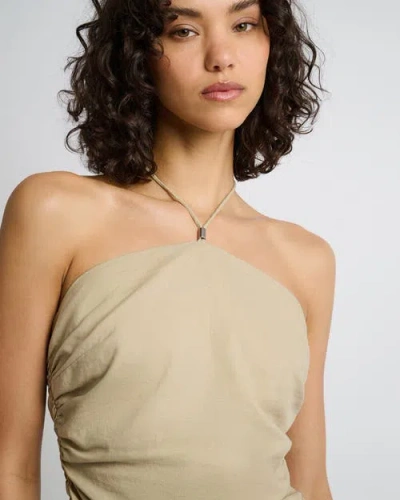 Onia Air Linen Asymmetrical Halter Top In Jute