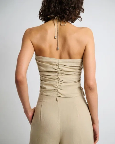Onia Air Linen Asymmetrical Halter Top In Jute
