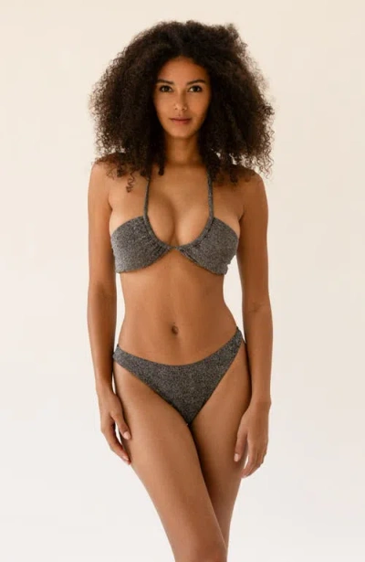 Dippin Daisys Amalfi String Tie Bandeau Bikini Top In Sparkle Black