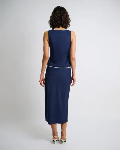 Onia Linen Knit Tie Front Tank Top In Blue