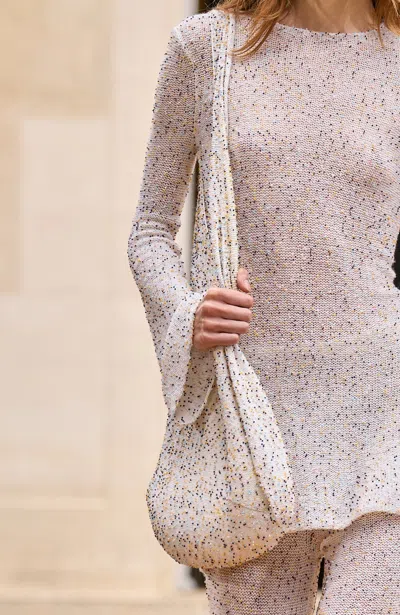 Gabriela Hearst Manasa Knit Hobo Bag In Ivory Multi Beaded Cashmere In Ivory Multi