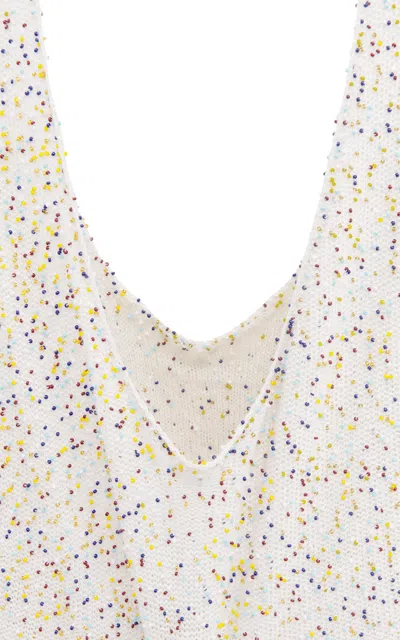 Gabriela Hearst Manasa Knit Hobo Bag In Ivory Multi Beaded Cashmere In Ivory Multi