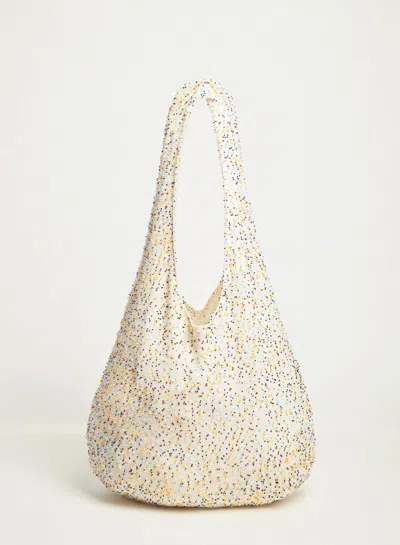 Gabriela Hearst Manasa Knit Hobo Bag In Ivory Multi Beaded Cashmere In Ivory Multi