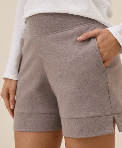 Pact Organic Cotton Airplane Pull On Short In Deep Taupe Heather