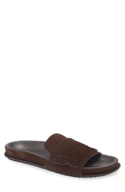 Jacquemus Slip-on Brown Suede Mules With Scalloped Detailing In Brown