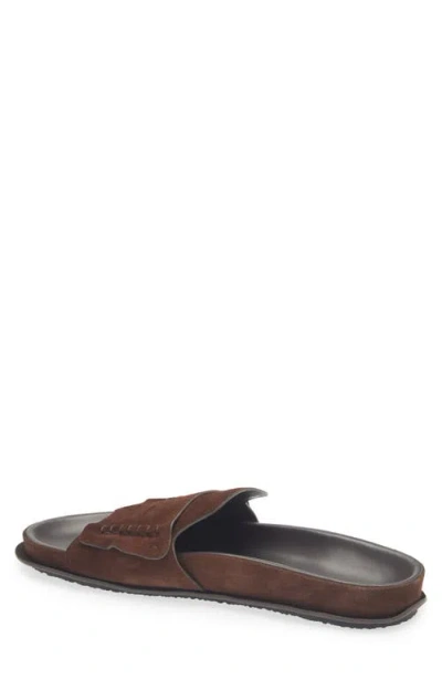 Jacquemus Slip-on Brown Suede Mules With Scalloped Detailing In Brown