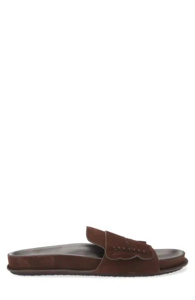 Jacquemus Slip-on Brown Suede Mules With Scalloped Detailing In Brown