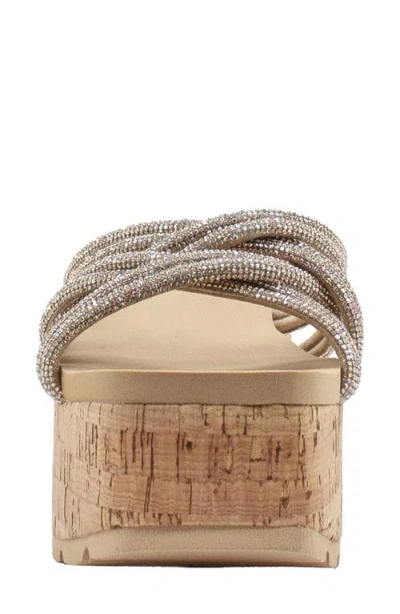 Volatile Solaris Platform Wedge Sandal In Gold