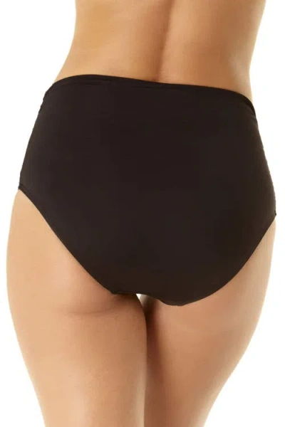 Anne Cole Live In Color Textured High Waist Swim Bottom In Black